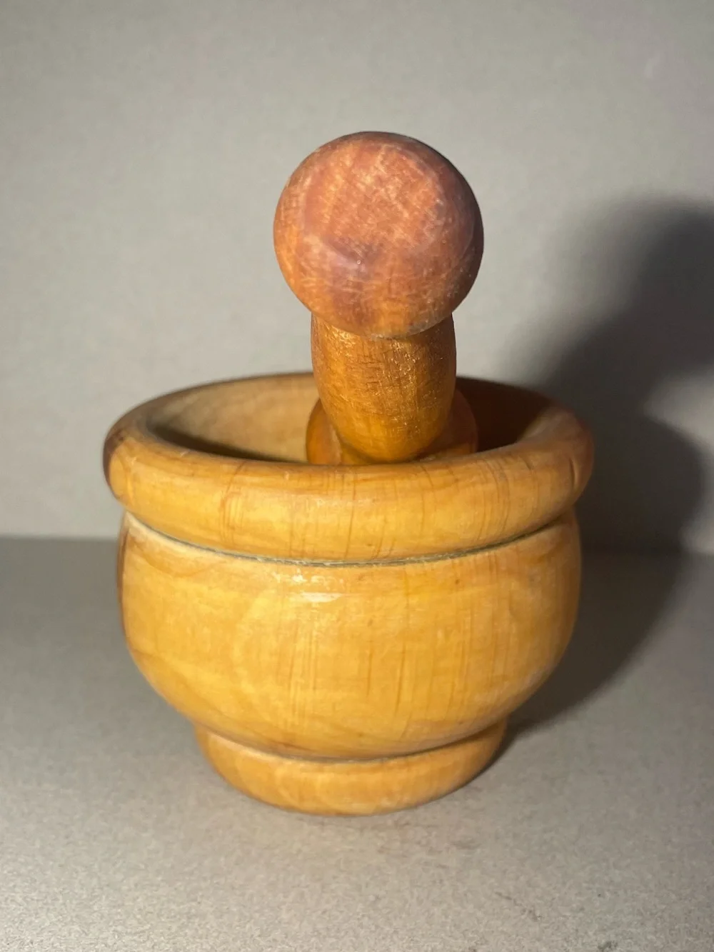 VINTAGE Hand Carved Wooden Mortar & Pestle Spain Spices Herbs Grinder Wood 2 pc.